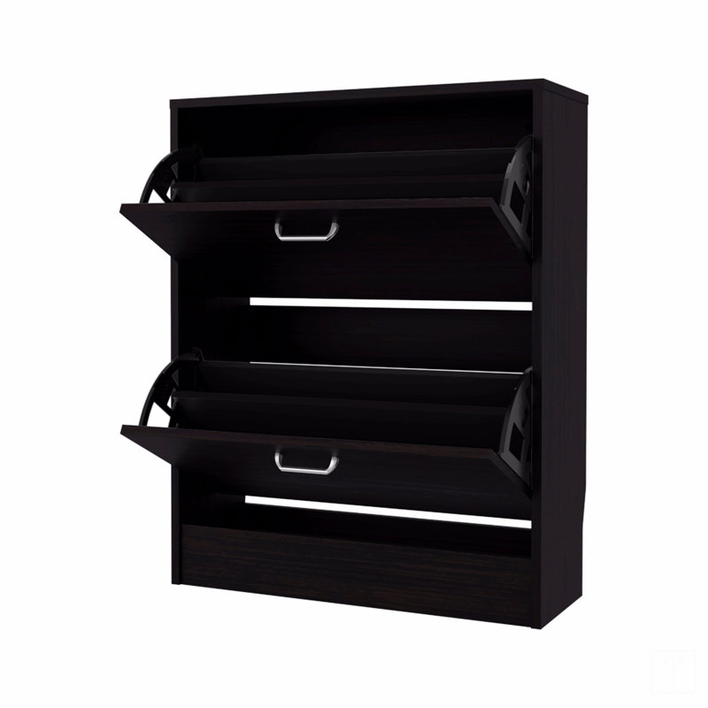 Range-chaussures avec 2 portes basculantes, Noir