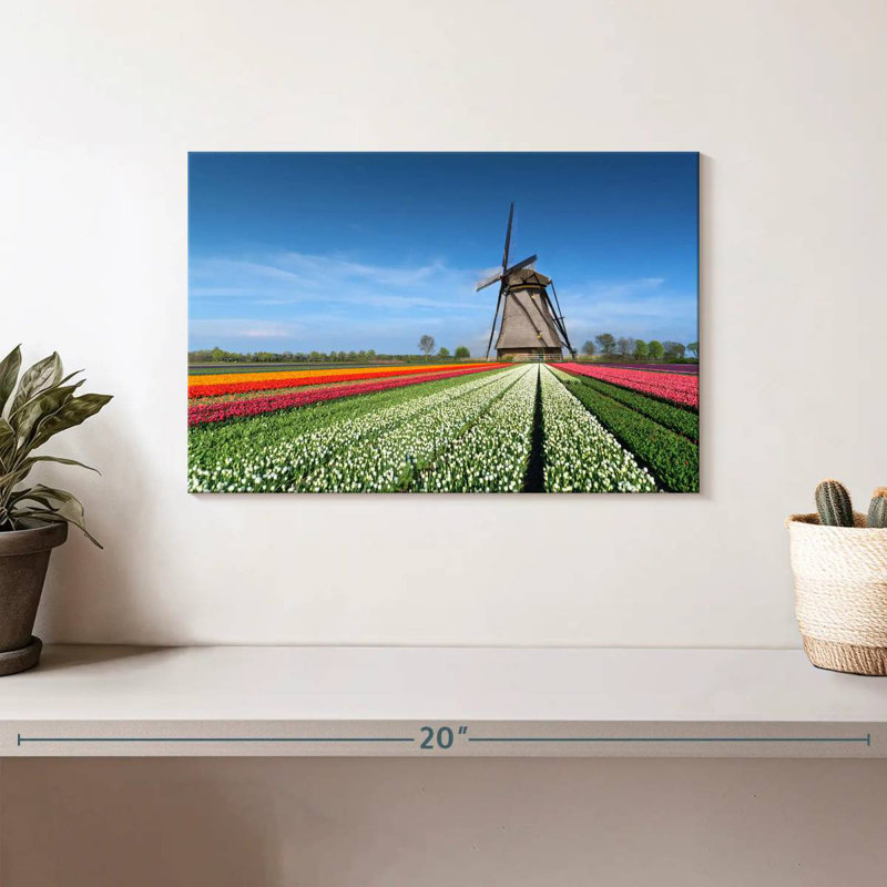 Alvord Windmill And Tulips, 8" H x 12" W