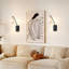 Aileth 2-pack 1-Light Dimmable Cotton-Linen Fabric Armed Wall Sconces (Set of 2)-82142548