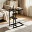 Table d'appoint 18,9 pouces en forme de C brun noir, table d'appoint robuste en métal renforcé avec plateau de bureau haute densité, table de bout portable polyvalente pour canapé, chambre à coucher, salon et bureau