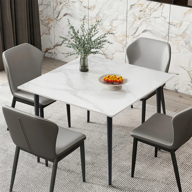 Table de salle à manger Annagh, Blanc brillant, H 29,9 po x L 31,5 po x l 31,5 po