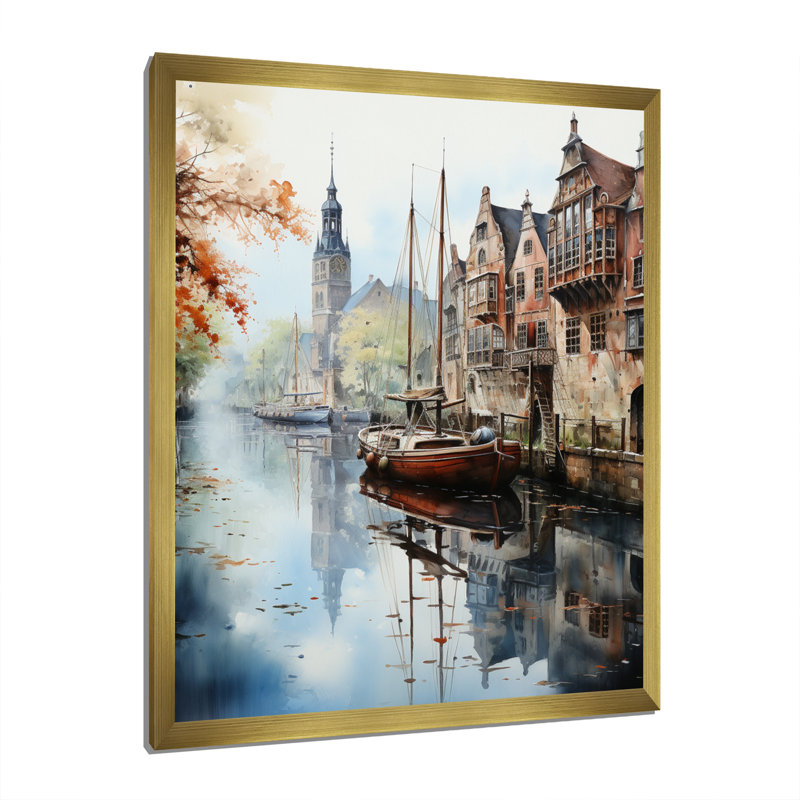 Allemagne Canal Serenity II - impression, H 20 po x l 12 po x P 1 po, Encadrement doré