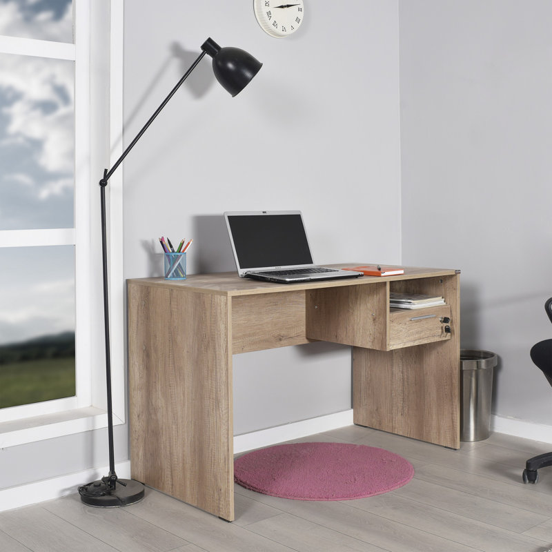 Modern Study Desk with Numerous Shelves, 47.2 x 29.5 x 23.6 inches | 100% Melamine Coated Particle Board, Wall-Mountable | Additional Storage, Stylish & Functional Design for Home Office