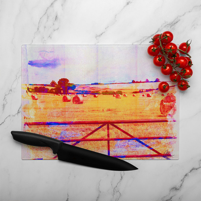 Hay Bale Glass Chopping Board, Orange, 28cm L x 20cm W
