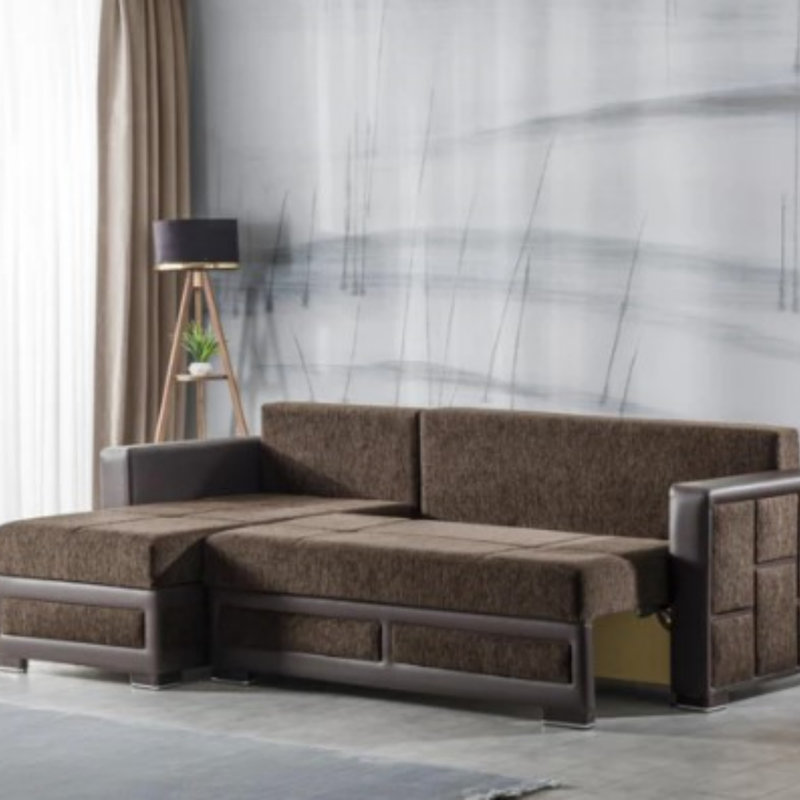 Canapé modulaire rembourré avec rangement Urbanedge, Chenille brun