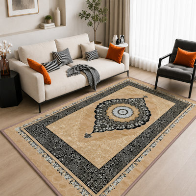 Serenity Large Area Rug With Non-Slip PVC Backing Oriental Style 200x300cm Carpet For Living Room, Bedroom, Lounge, Or Dining Room