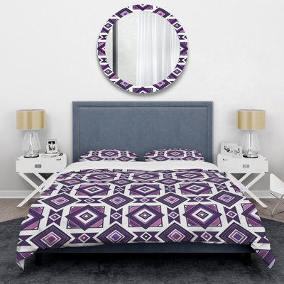 Bright Purple Modern Geo I - Modern Duvet Cover Set
