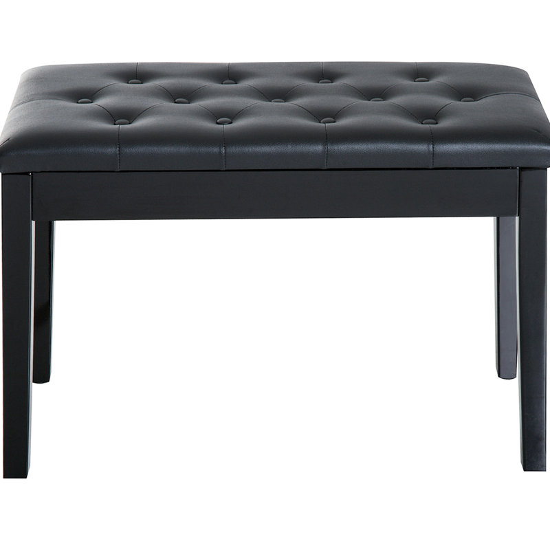 Chaise de piano noire avec coussin en similicuir et fabrication en bois pour le support du revêtement du siège duo