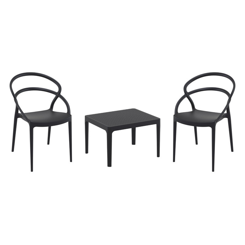 Ensemble de conversation pour patio 2 personnes avec table Farrah, Noir