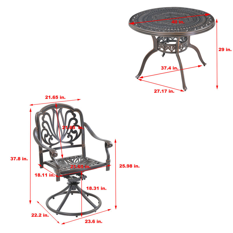 Miller 4 - Person Patio Dining Set with Round Table, Brown
