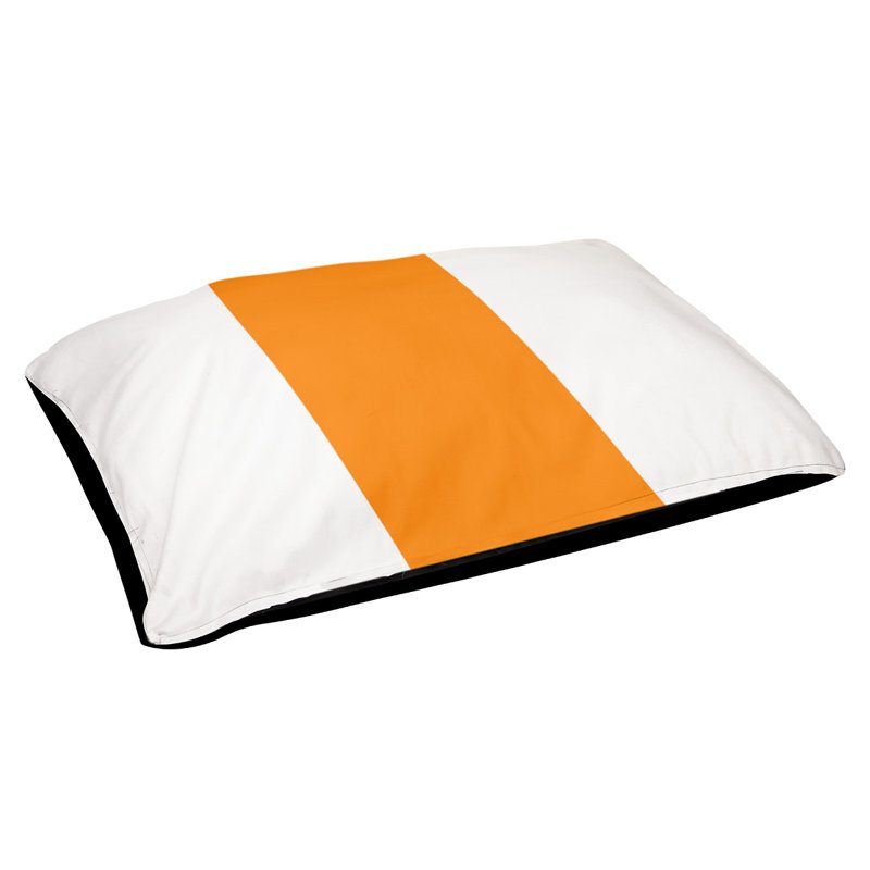 Coussin Houston, Petit (l 28 po x P 18 po x H 6 po), Blanc / orange