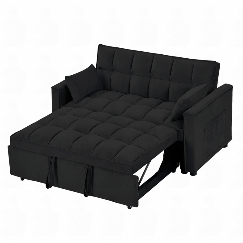 Cubbindall Upholstered Convertible Sofa Bed,Sleeper Sofa,Sofa,Modern Sofa,Accent Sofa, Black Velvet 