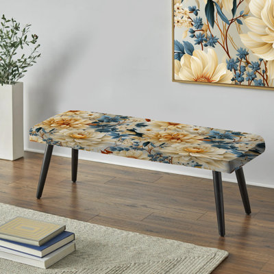 Banc Boho bleu et blanc à motif floral Boho