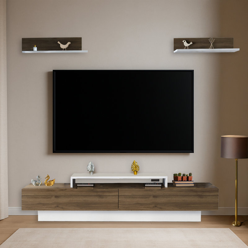 Meuble télé pour téléviseur de 78 po ou moins, Blanc / brun