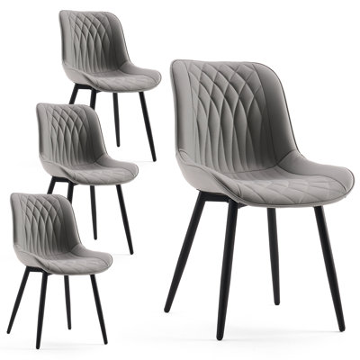 Modern Dining Chairs Faux Leather Upholstered Kitchen Chairs Side Chair With Metal Legs