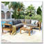 4 Pieces Outdoor Acacia Wood Sofa Set,-1656468141
