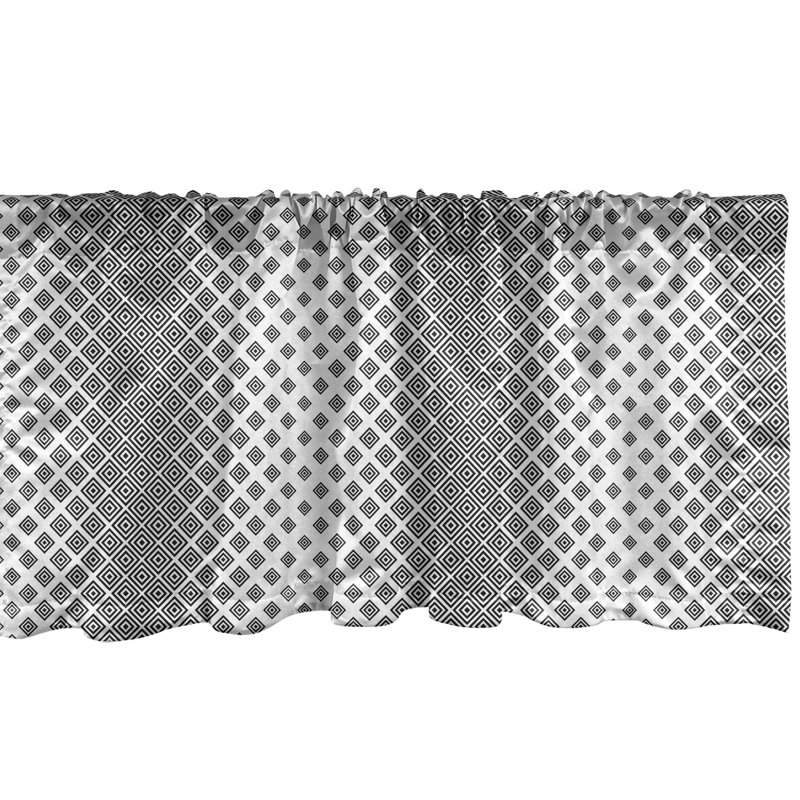 Black and White Geometric Satin Rod Pocket Valance Set
