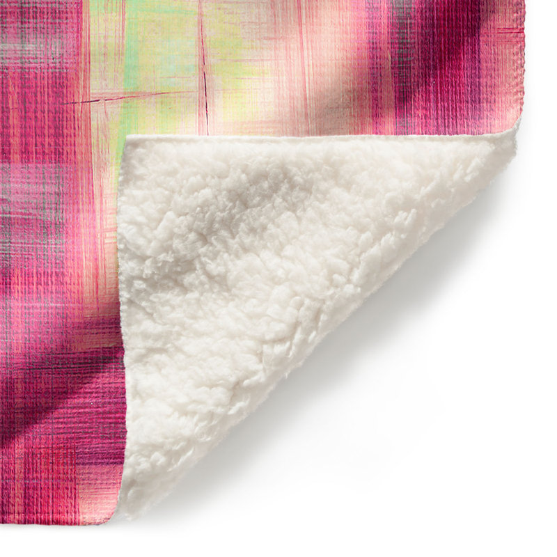 Couverture sherpae douce magenta tartan, l 68 po x L 80 po