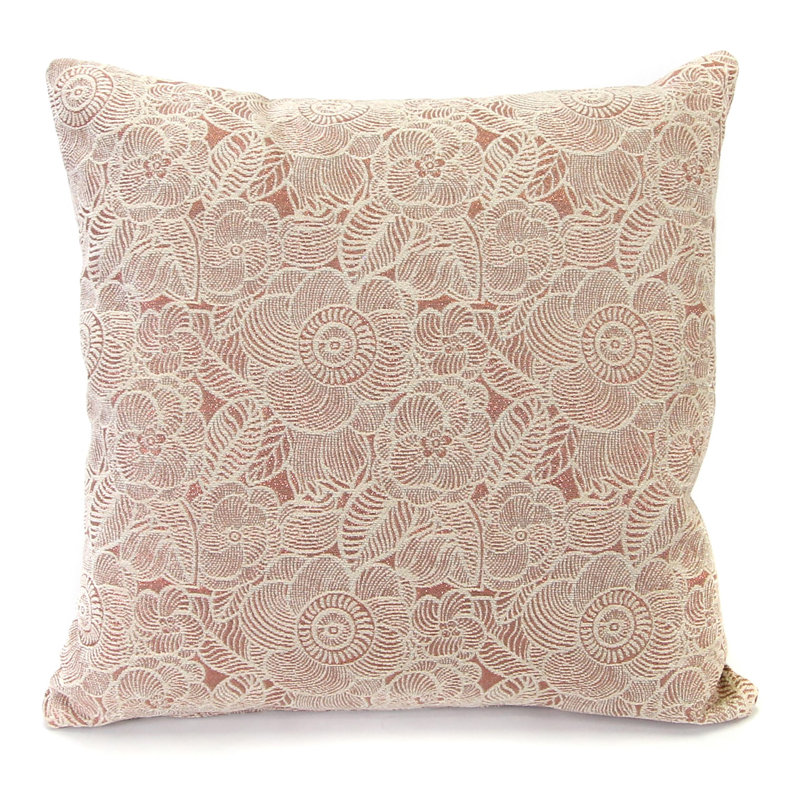 20" Tan and Rose Gold Floral Square Throw Pillow