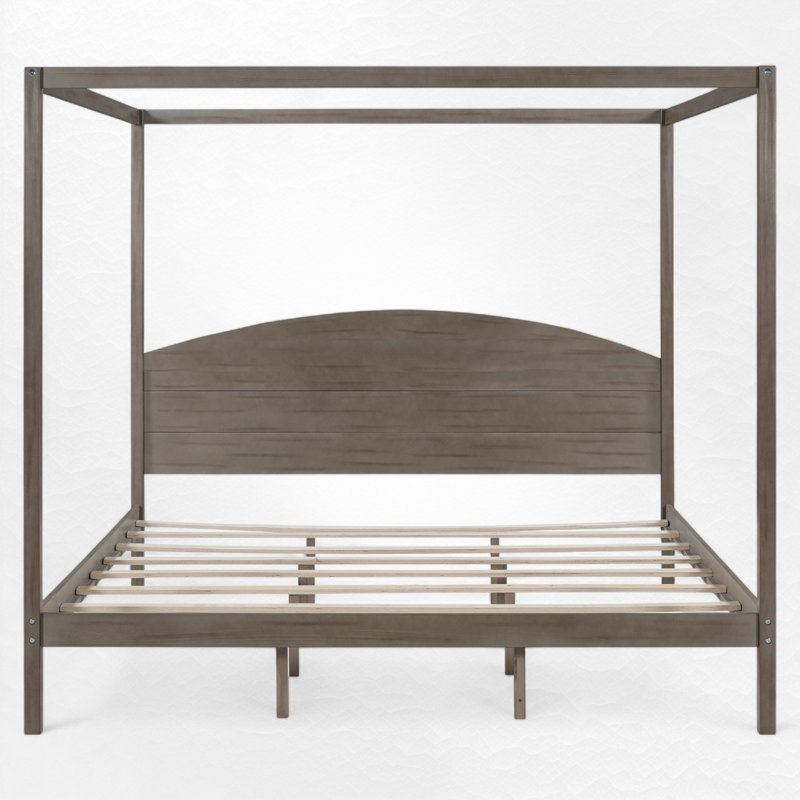King Size Wood Canopy Bed, Brown