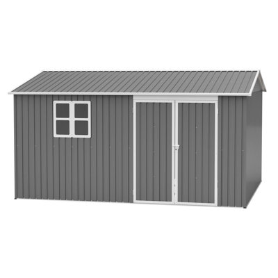 12'X10' Grey Metal Storage Shed – Large Outdoor Garden Tool Shed With Lockable Doors, Waterproof & Rust-Resistant Steel – Heavy Duty For Backyard, Patio, Lawn
