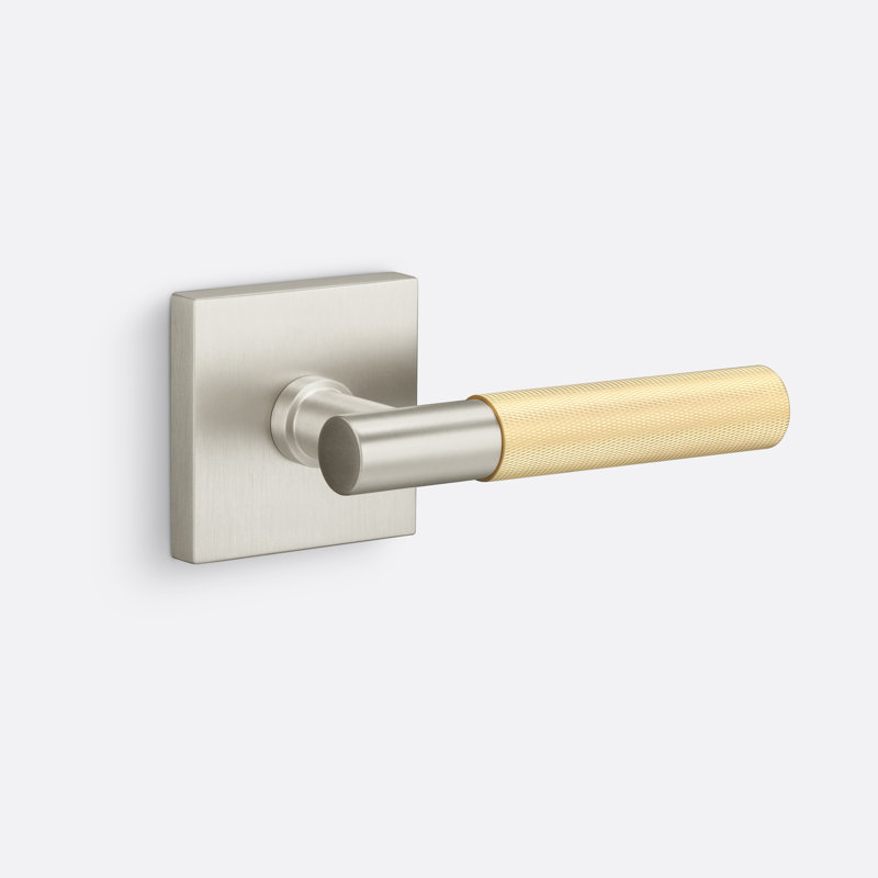Rosette carrée Aspra, Nickel satiné / laiton satiné, Single Dummy