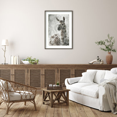 Llama by Wood Framed Wall Art Print