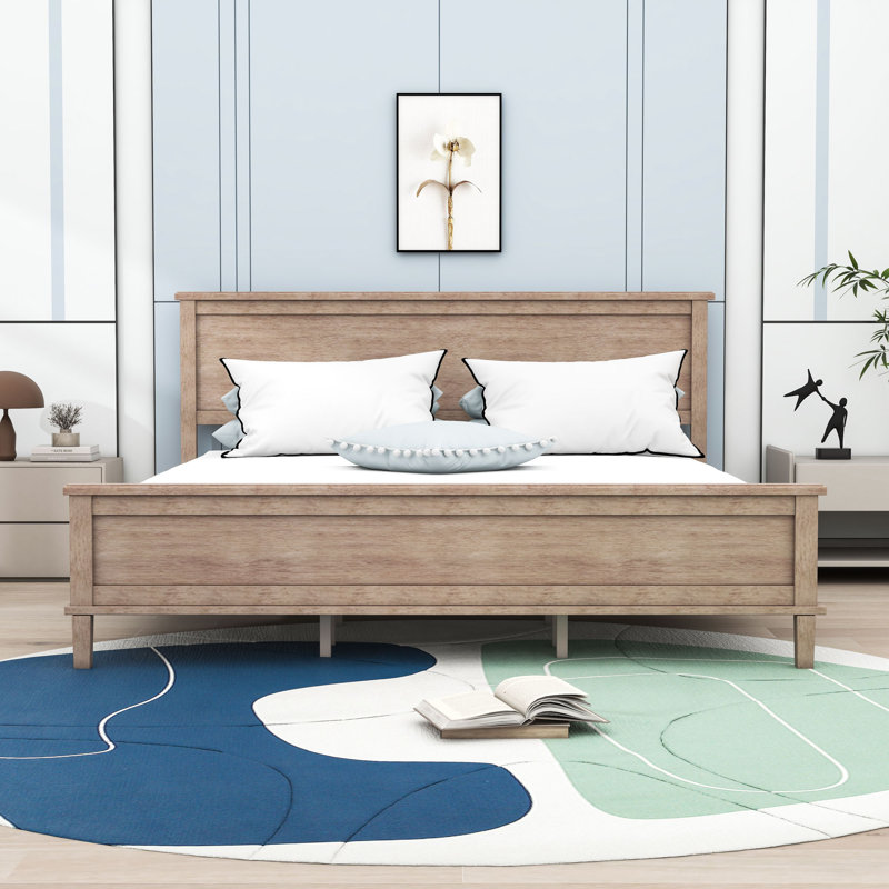 Lit plateforme en bois avec tête de lit, Très grand lit