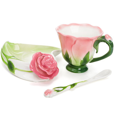 Ensemble de tasses à thé en céramique 4,5 oz Vintage Rose