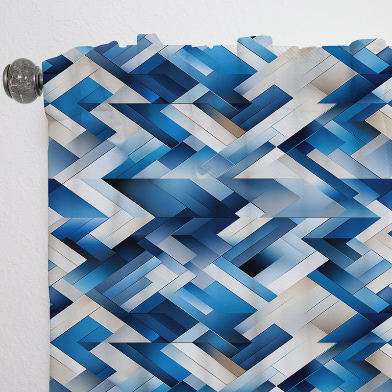 Motif géométrique bleu et blanc à losanges - Rideau abstrait - Rideau géométrique obscurcissant - 1 panneau