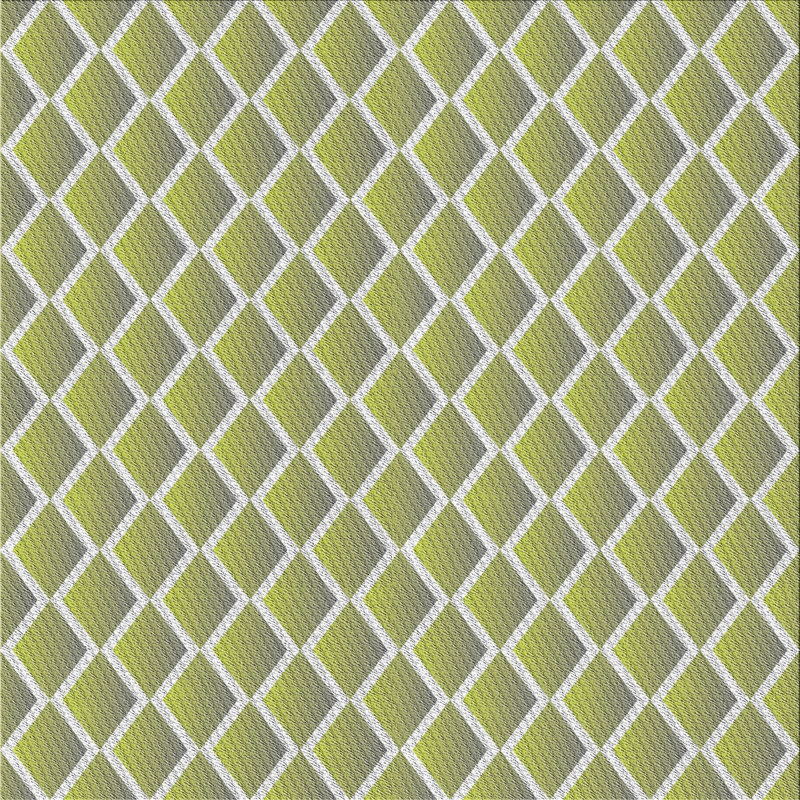 Tapis vert/blanc à motifs, Carré 5 pi