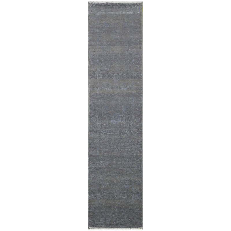Tapis gris et argent noué à la main de haute qualité