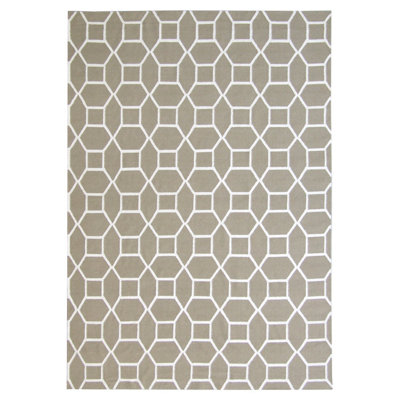 Wool Geometric Area Rug in Sage