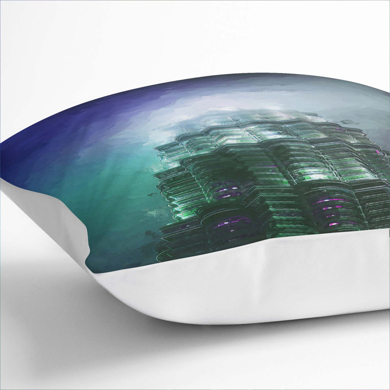 Petronas Tower in Kuala Lumpur Cushion with Filling, 40cm H x 40cm W x 15cm D, White