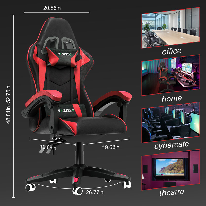 Inbox Zero Stephen Adjustable Reclining Ergonomic Swiveling PC & Racing Game Chair in White, Red/Black