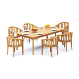 6 Seats 7 Pcs Grade-A Teak Wood Dining Set: 83" Rectangle Table And 6 Lenong Arm Chairs #11LN1806