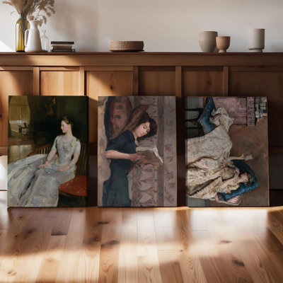 Ensemble de 3 affiches murales encadrées, style victorien vintage. Portraits de femmes élégantes sur toile, idéales pour la décoration du salon ou de la chambre. Sans cadre.