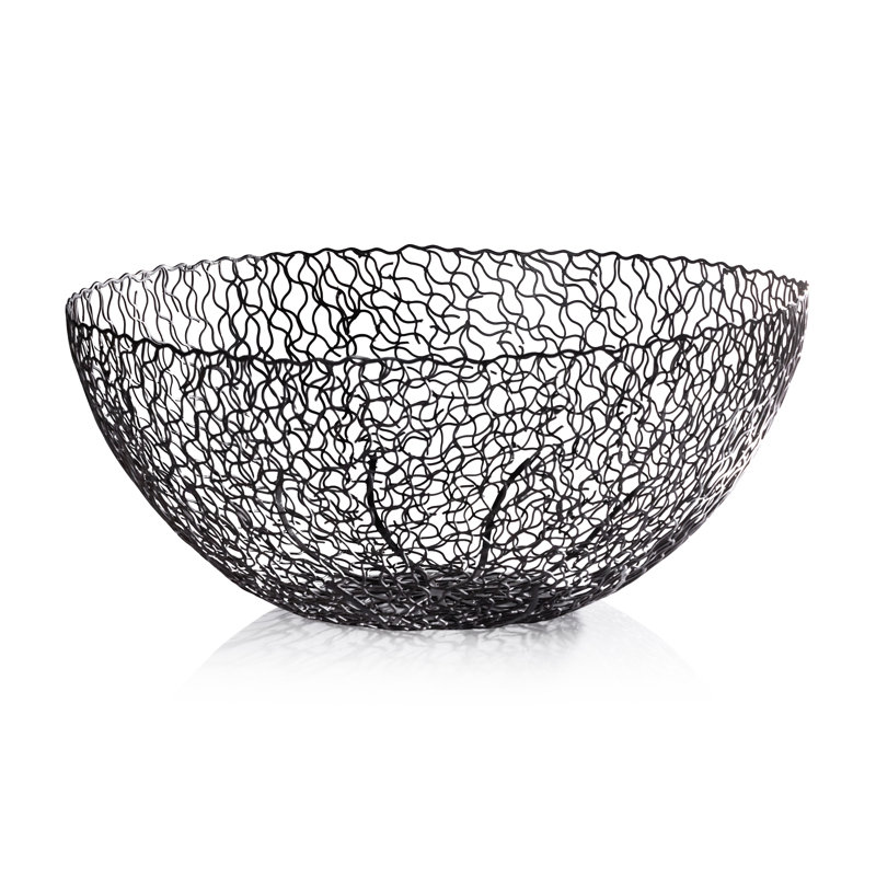 Bol décoratif en fer forgé Seaflower Design, H 10 po x l 22,5 po x P 22,5 po