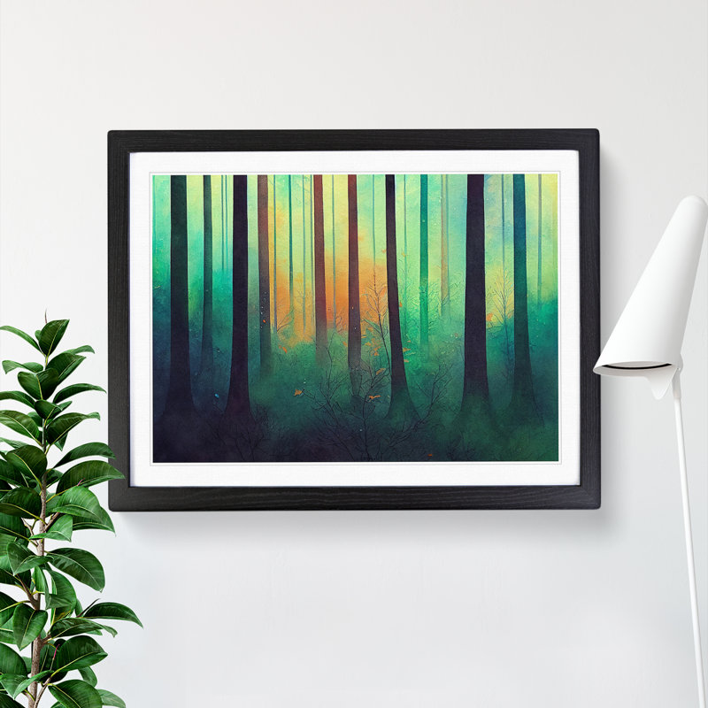 Glowing Colourful Forest - Framed Print