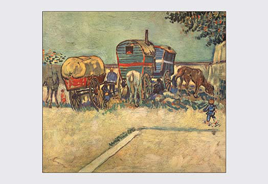 " Gypsy Camp " by Vincent Van Gogh, 28" H x 42" W x 1.5" D