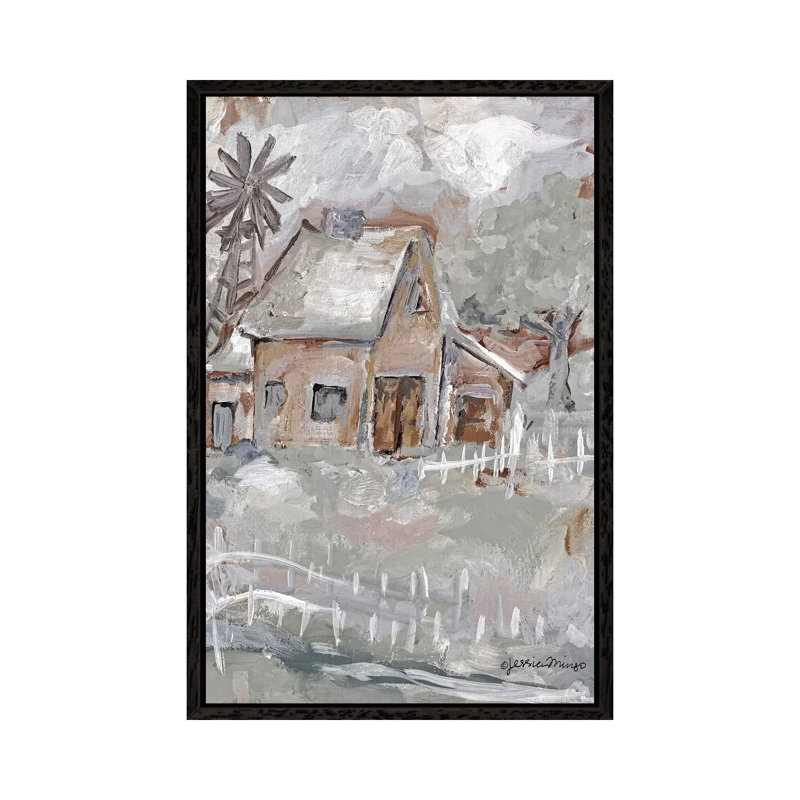 House by Jessica Mingo - Painting on Canvas, 66.04cm H x 45.72cm W x 3.81cm D, Black Floater Framed
