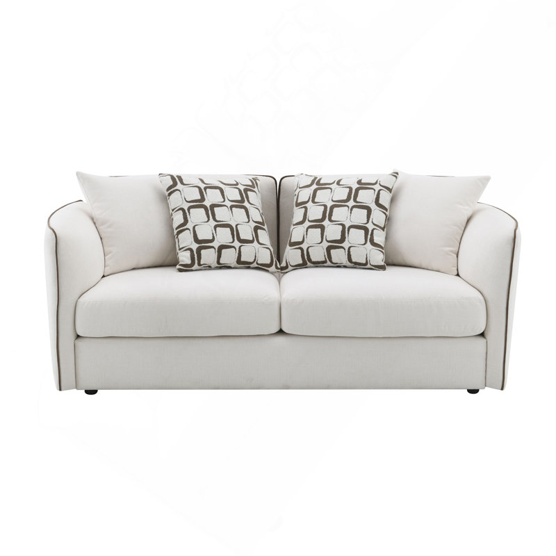 Causeuse en chenille beige avec 4 coussins