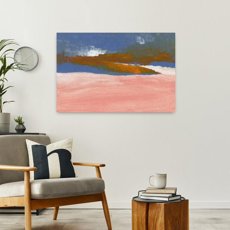 «Pink Desert Horizon», art abstrait coloré, paysage de rêve