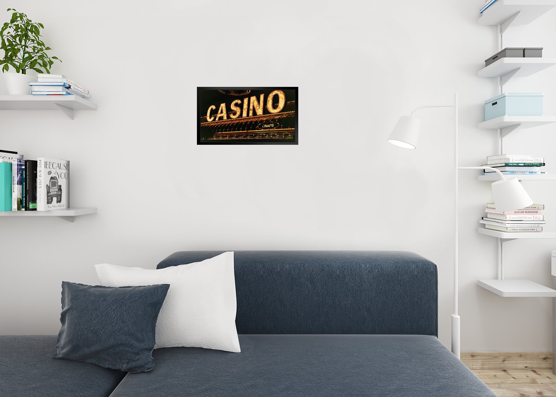 Latitude Run® Bright Neon Casino And Craps Sign Photo Matted Framed Art Print Wall Decor 26X20