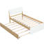 Structure de lit simple contemporaine avec design blanc ultrabrillant et lit gigogne pratique en chêne pour chambre à coucher, polyvalente-198016723