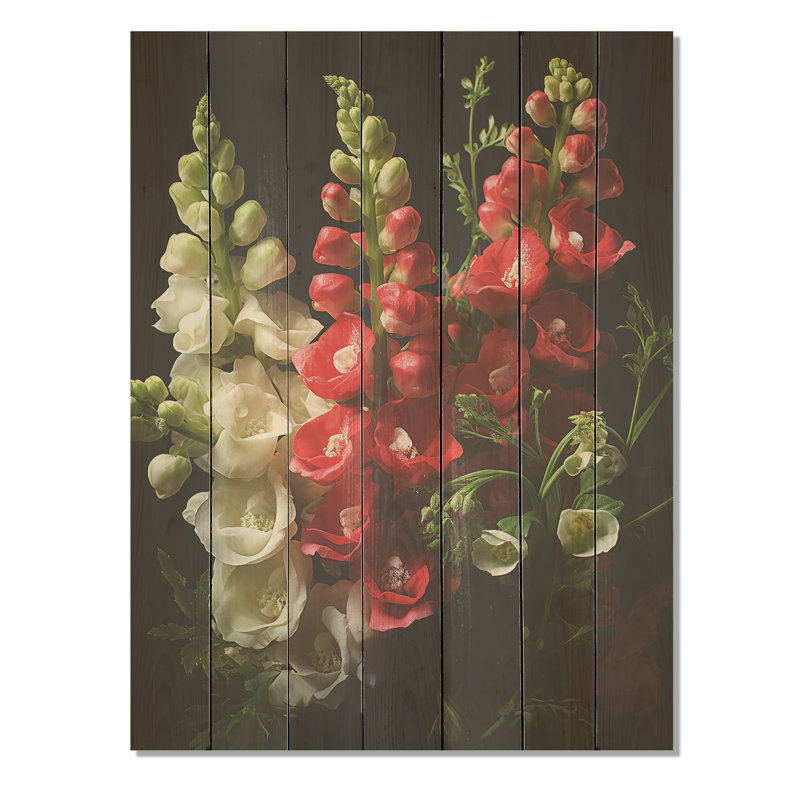 Snapdragons Serenade I - Snapdragons sur bois, H 20 po x l 10 po