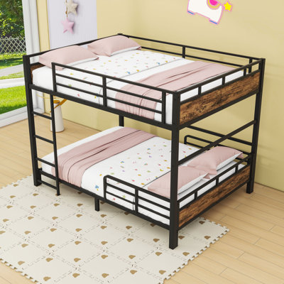 Metal Bunk Bed With Guardrails And Slats