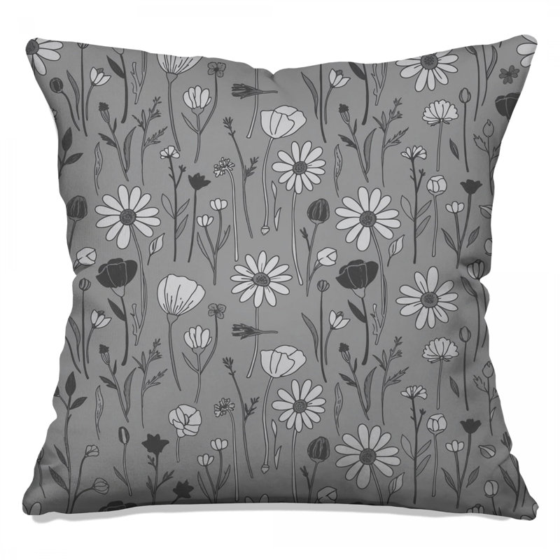 Coussins décoratifs monochromes à motif floral, 14 X 14 pouces