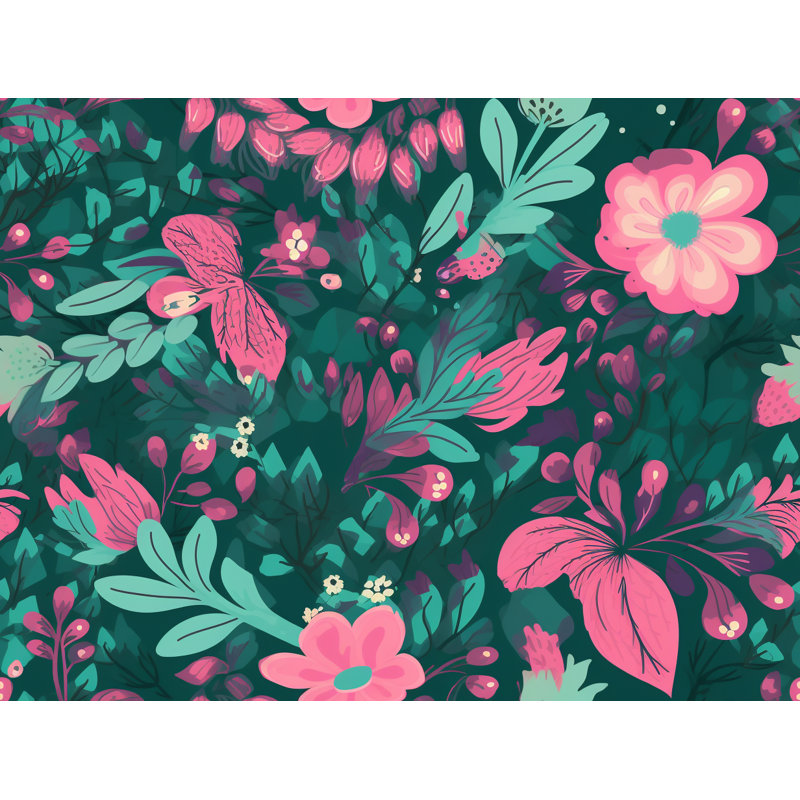 Machine Printed Comforter, Twin Extra Long Comforter, Green/Pink Floral