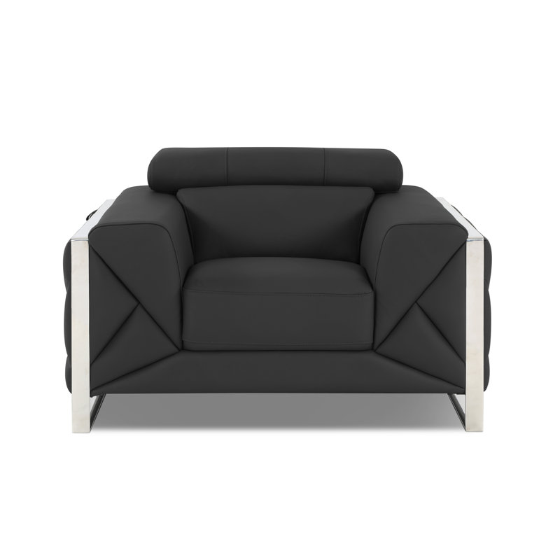 Chaise en cuir italien à grain supérieur, Gris foncé